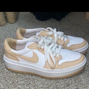 Nike White and Beige Low-Top Sneakers